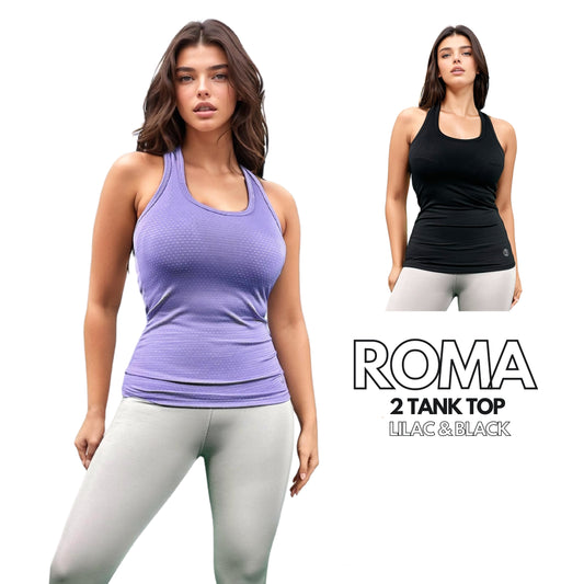 ROMA Tank Top / 2 Units / LILAC & BLACK